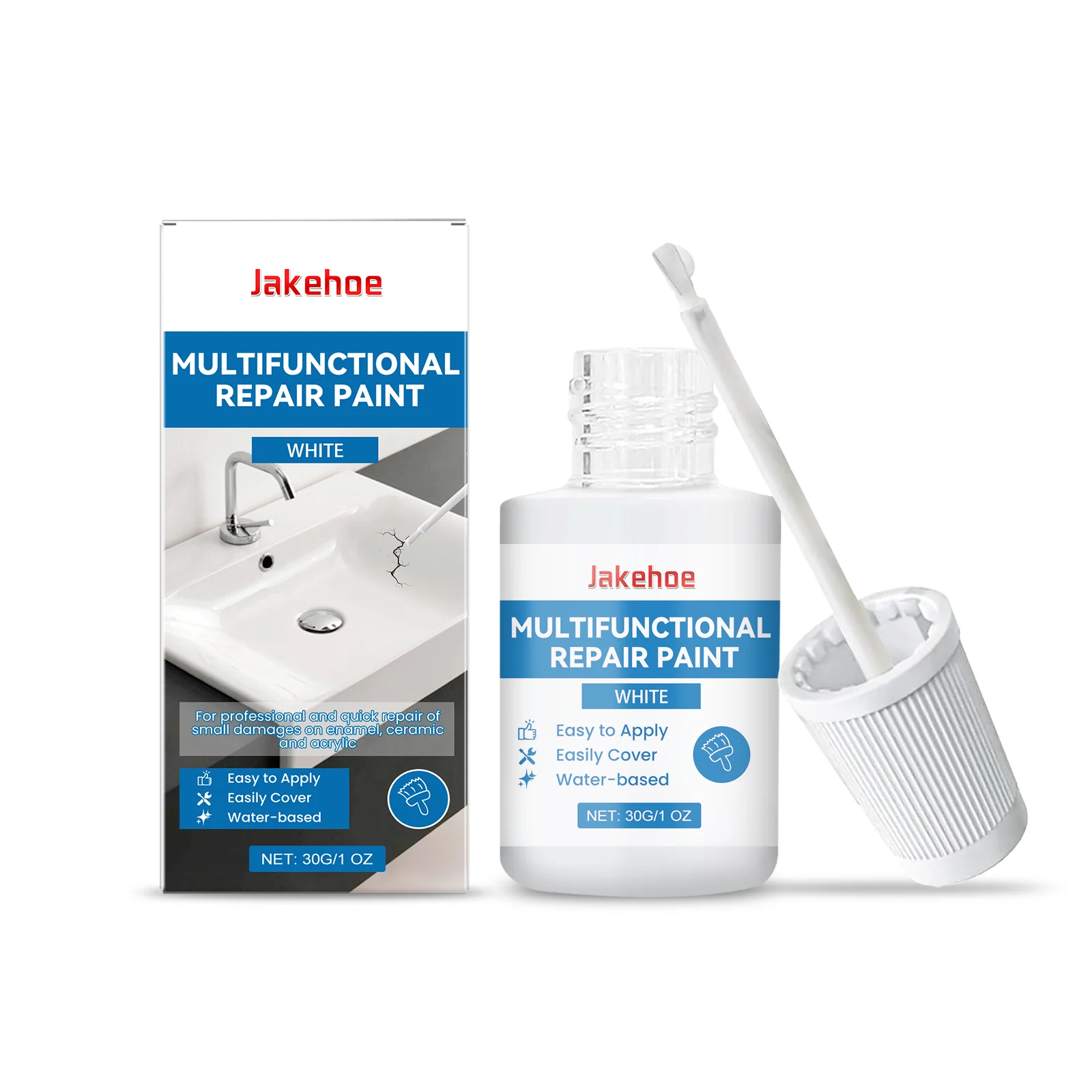 Multifunctional Touch-Up Paint - Waterproof Bathroom Refurbishing Cover Scratches Blemishes Repair Wall Multifunctional Paint, White Tile and Tub Touch Up Paint for Bathtub, Sink, Ceramic, Porcelain, Tile Grout Scratch Chip Repair Paint, Quick Dry Sealer