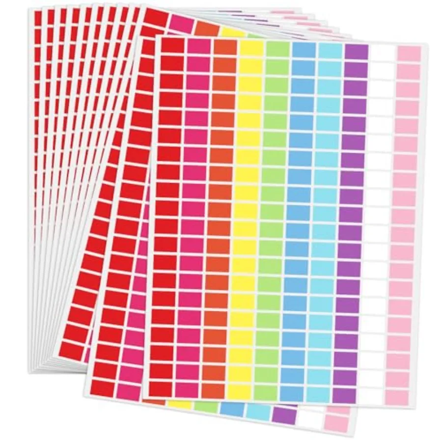 

2600 PCS Color Coding Labels 1/2 x 3/4 Inch Rectangular Bright Colored Stickers 10 Color Removable Price Tags for Garage Sales