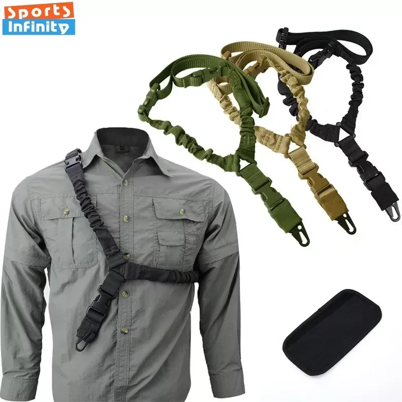 Tactical Gun Sling Tactical Real Person CS Elastic Adjustable Airsoft Rifle Shoulder Belt Shooting Hunting Accessories