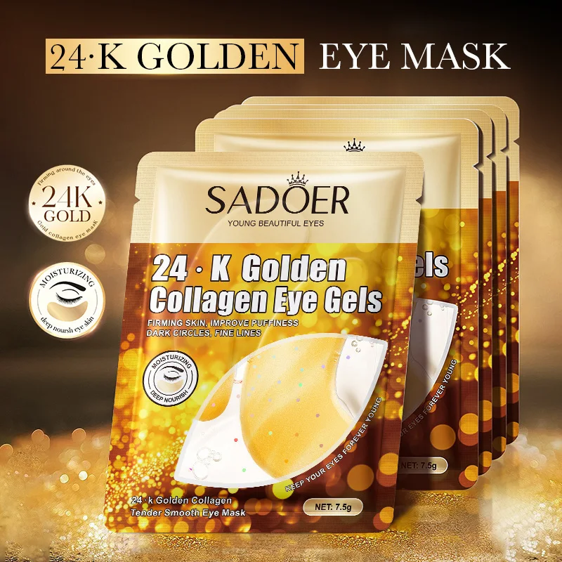 SADOER 24K oro colágeno cristal máscara de ojos parches de ojos ácido hialurónico Granada reafirmante hidratante nutritivo cuidado de la piel de los ojos