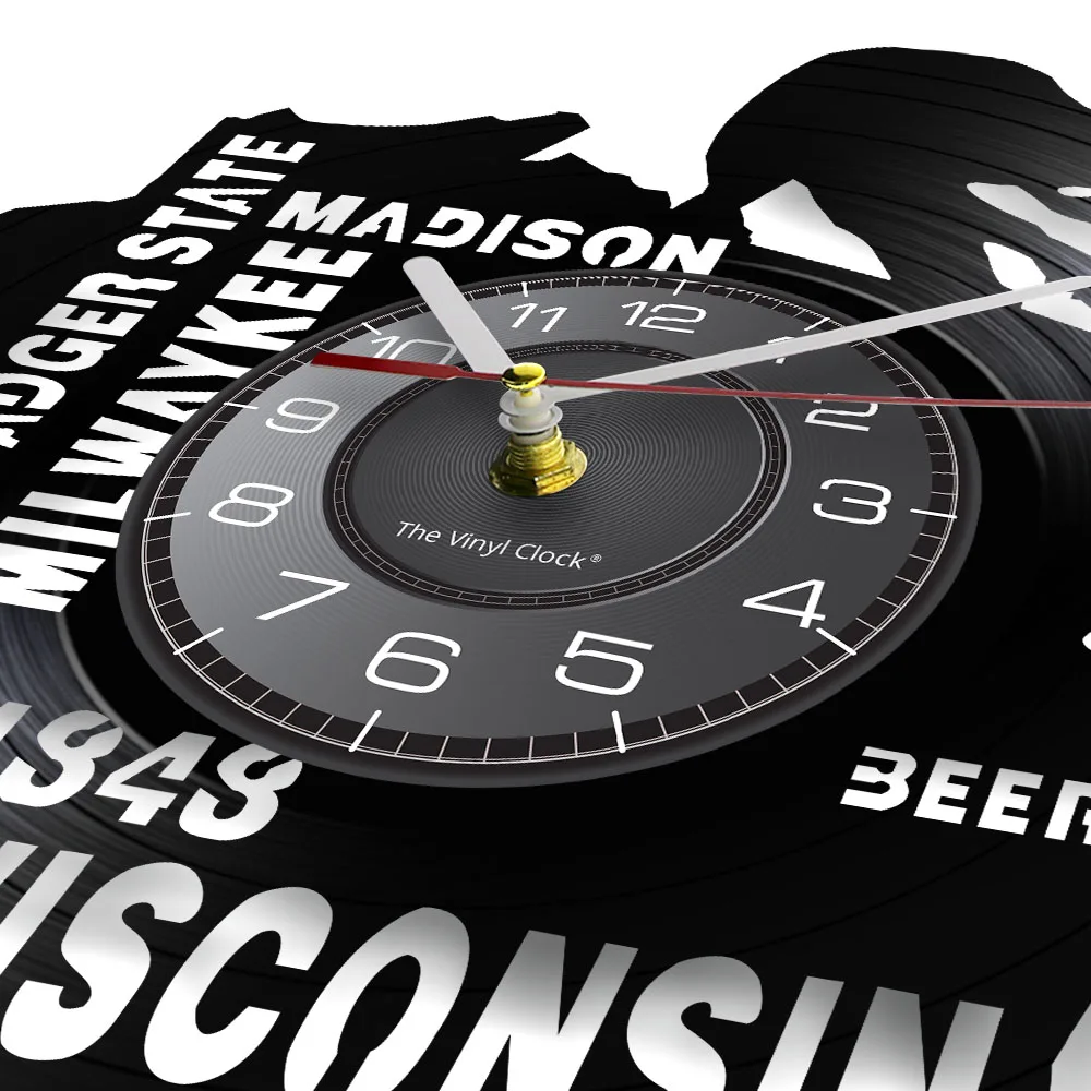 I love Wisconsin Badger State Beer Wall Decor Wall Clock Homesick Wall Art Milwaykee Madison Vinyl Record Wall Clock USA Travel
