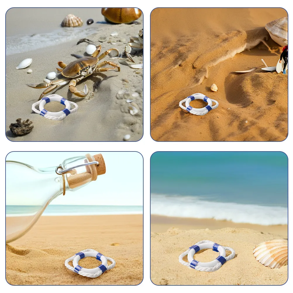 12Pcs Mini Lifebuoy Decor Mediterranean Beach Theme Dollhouse Accessories Nautical Swim Ring Micro Landscape Pool Ornament