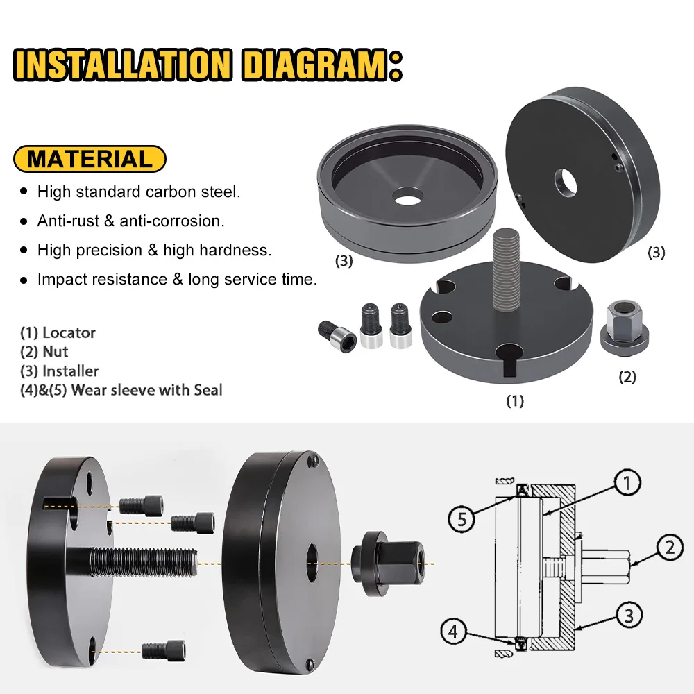 F & R Crankshaft Seal Wear Sleeve Installer For Caterpillar 3406 3408 C15 Engines 6V-6142/ 6V-6143/ 5P-1737 (3)