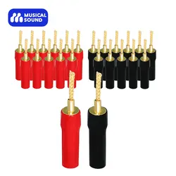 Musical Sound 2/4/12/24 PCS Banana Plug Connectors Gold Plated HIFI Audio 4mm Dual Screws Speaker Cable Banana Plug Connectors