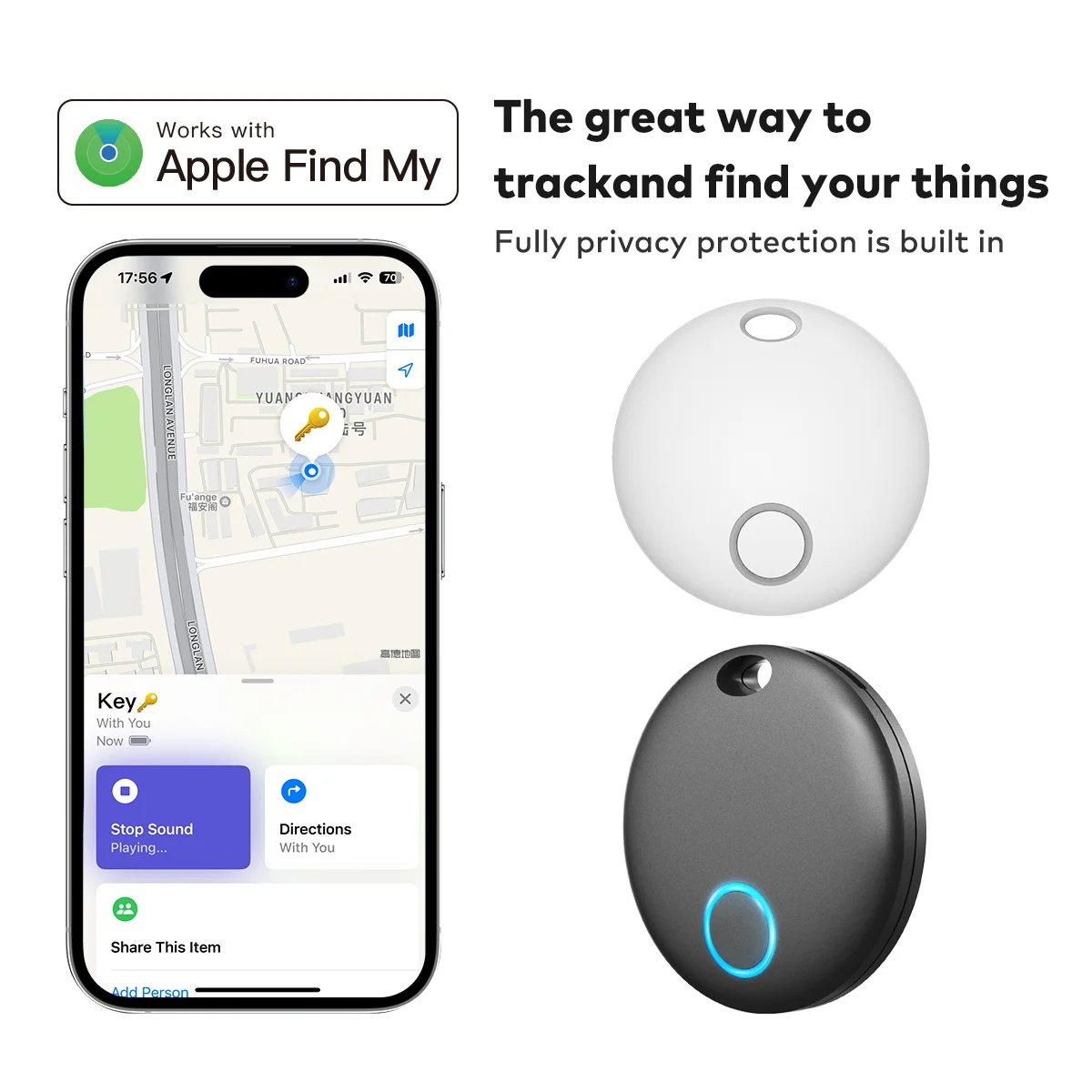 Self-Defense Alarm Tracker 4G 5G Mini Smart Security System Key Finder Personal Tracker for Home Use Plastic