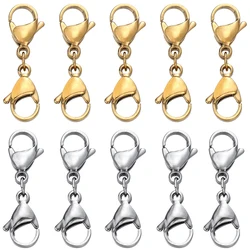 5/10Sets Stainless Steel Double Lobster Clasp Extender Claw Connector for DIY Bracelet Necklace Chains Jewelry Making Supplies