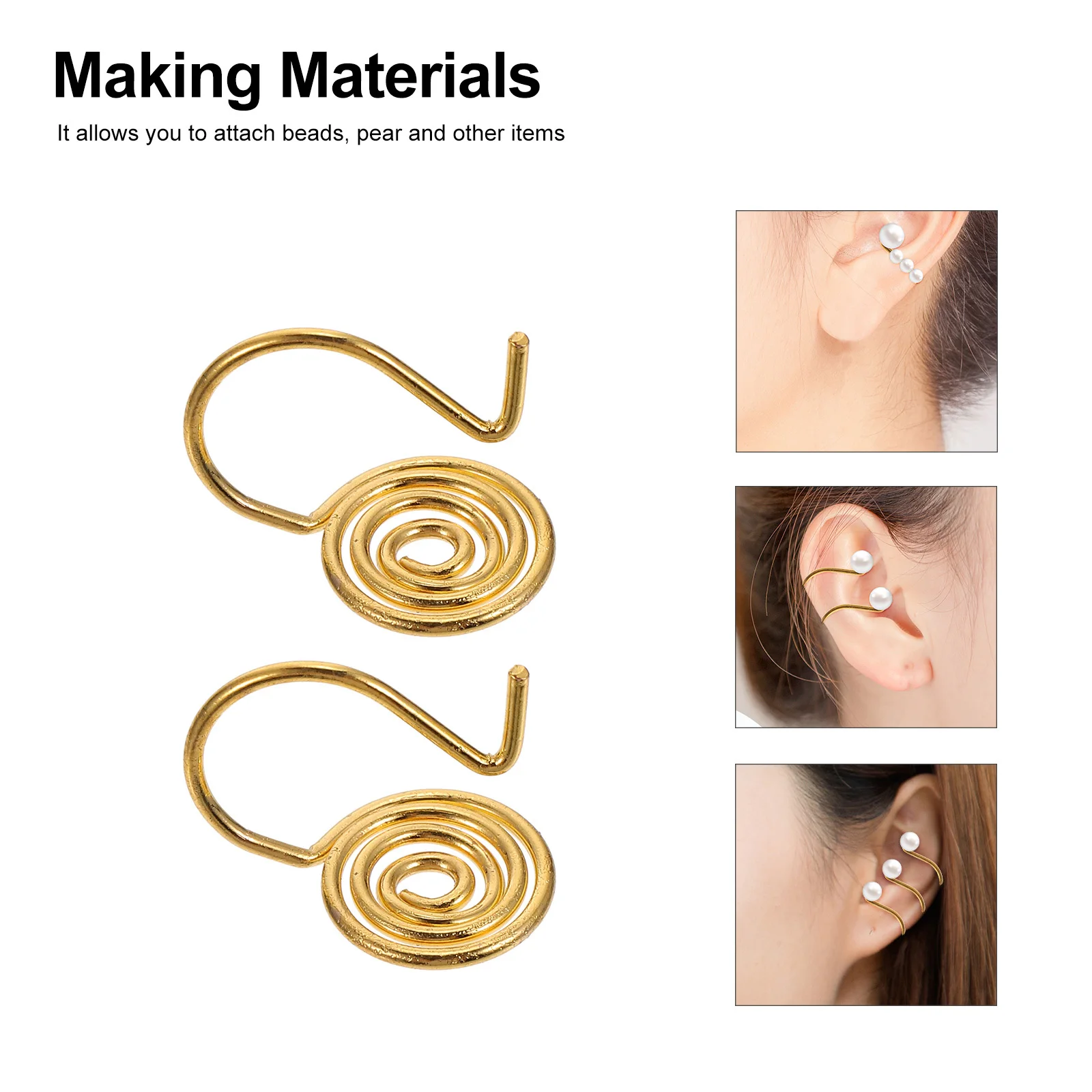 

15 Pcs Pearl Clip Helix Earrings DIY Parts Making Supplies Jewelry Accessory Copper Materials Miss