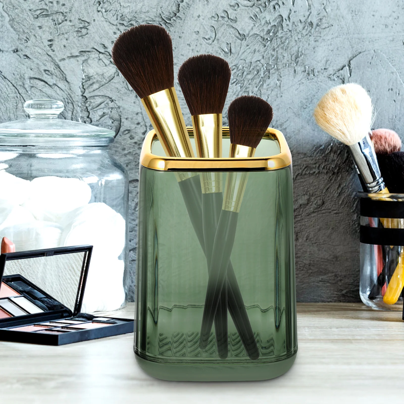 ที่ใส่แปรงแต่งหน้าแบบใส ที่เก็บดินสอ ปากกา ที่วางแปรงบนโต๊ะ ที่เก็บของบนโต๊ะเครื่องแป้ง