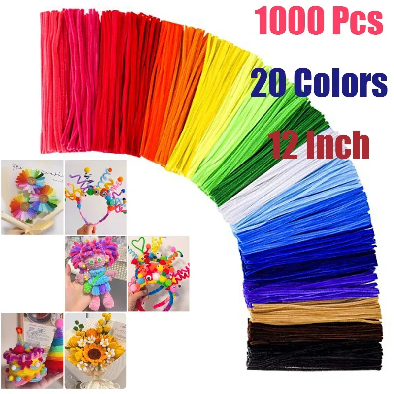 

1000 Pcs Pipe Cleaners, 20 Assorted Colors 12 Inch Chenille Stems for DIY Art Creative Crafts Decorations, Artificial Flowers