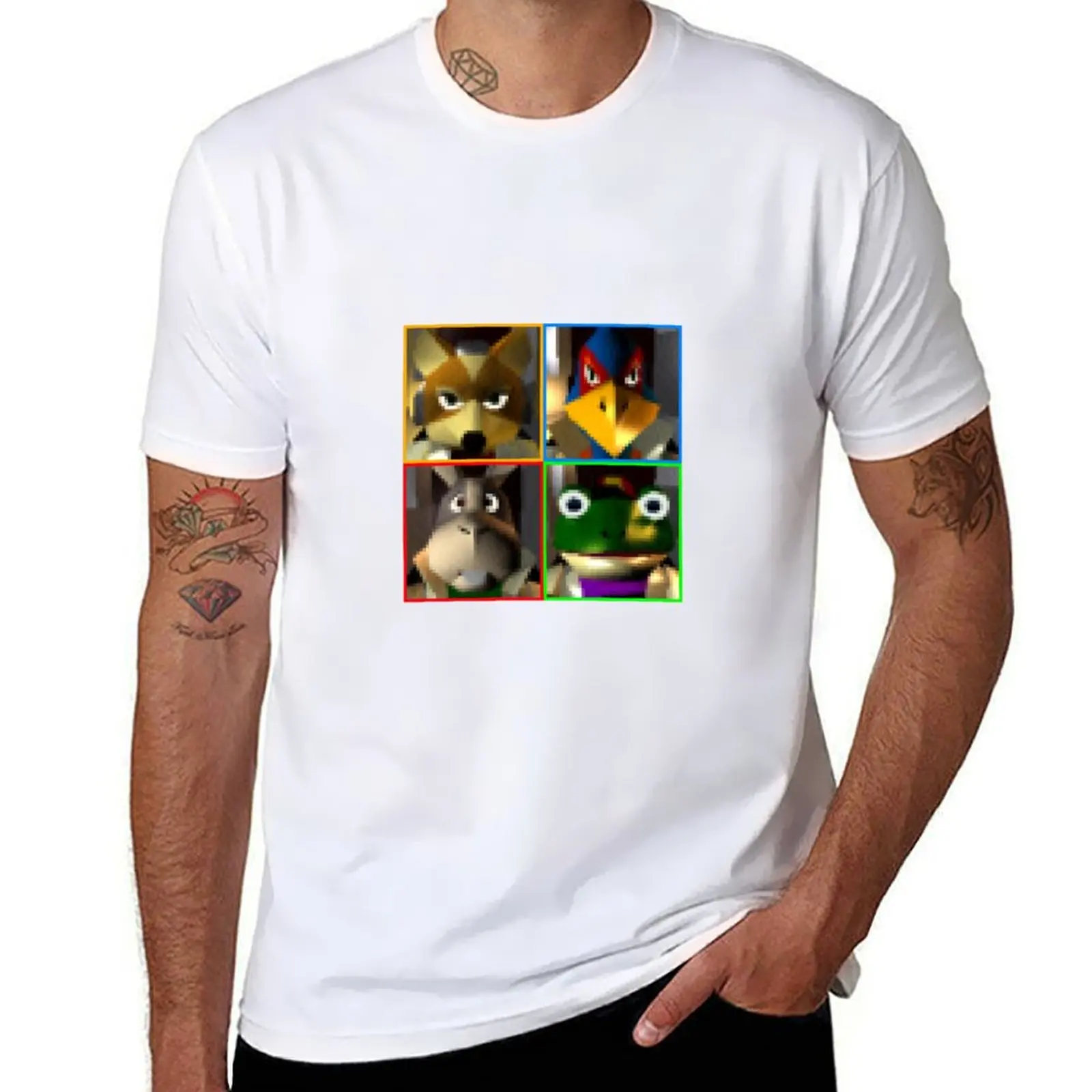 

We're Star Fox 64! (Grid) T-Shirt t shirts for man graphic vintage t shirt man designer t shirt personalised T-shirt