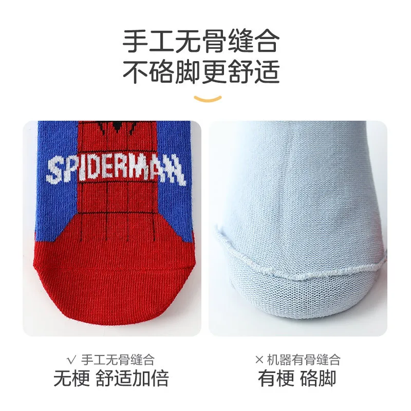 5Pairs Disney Baby Socks Spiderman cartoon anime cotton Boys tube socks children Autumn winter socks Children socks Size 0-12 Y