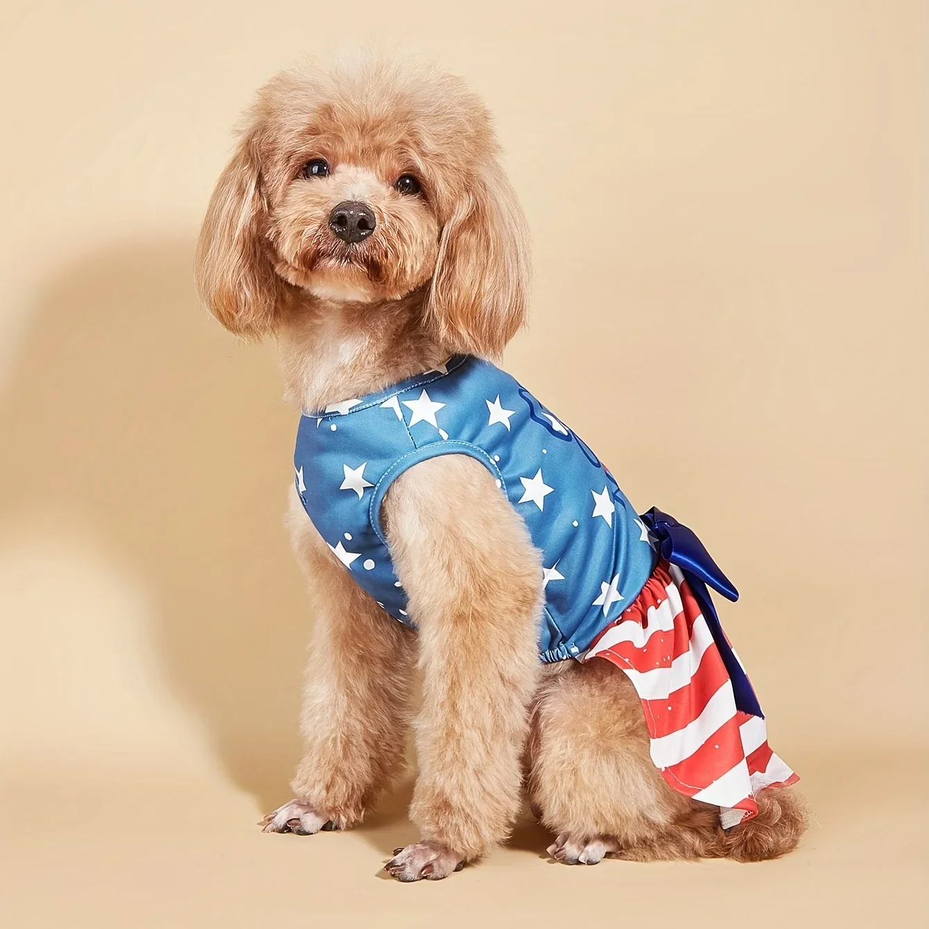 Pet Clothes for Dog Cat Puppy Dress American Flag Dog Outfits with Bowknut Independence Day for Small Medium Dog