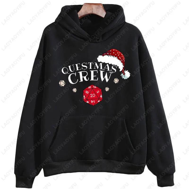 

Questmas Crew Pullovers Fun D20 Dice Christmas Hoodie DnD Holiday Gaming Gift Fashion Xmas Quest Dungeon Joke Unisex Sweatshirt