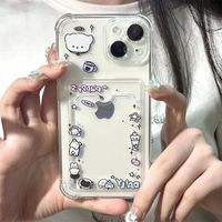 Little White Dog Pattern Card Hold Case For iPhone 16 15 14 13 12 11 Mini Pro Max X XR XSMax 7 8 Plus SE20 Anti-fall Clear Cover