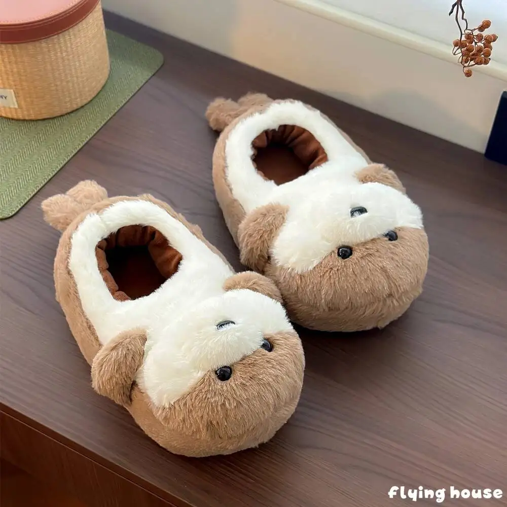 Kawaii Otter Plush Slippers Cute Warm Cotton Indoor Shoes Soft Fuzzy Slippers for Women Girl Flat Non-slip Home Shoes