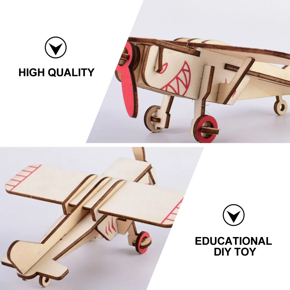 Glider Airplane Gift Handmade Model DIY Puzzle Toy Earth Tones 3d for Kids Wooden