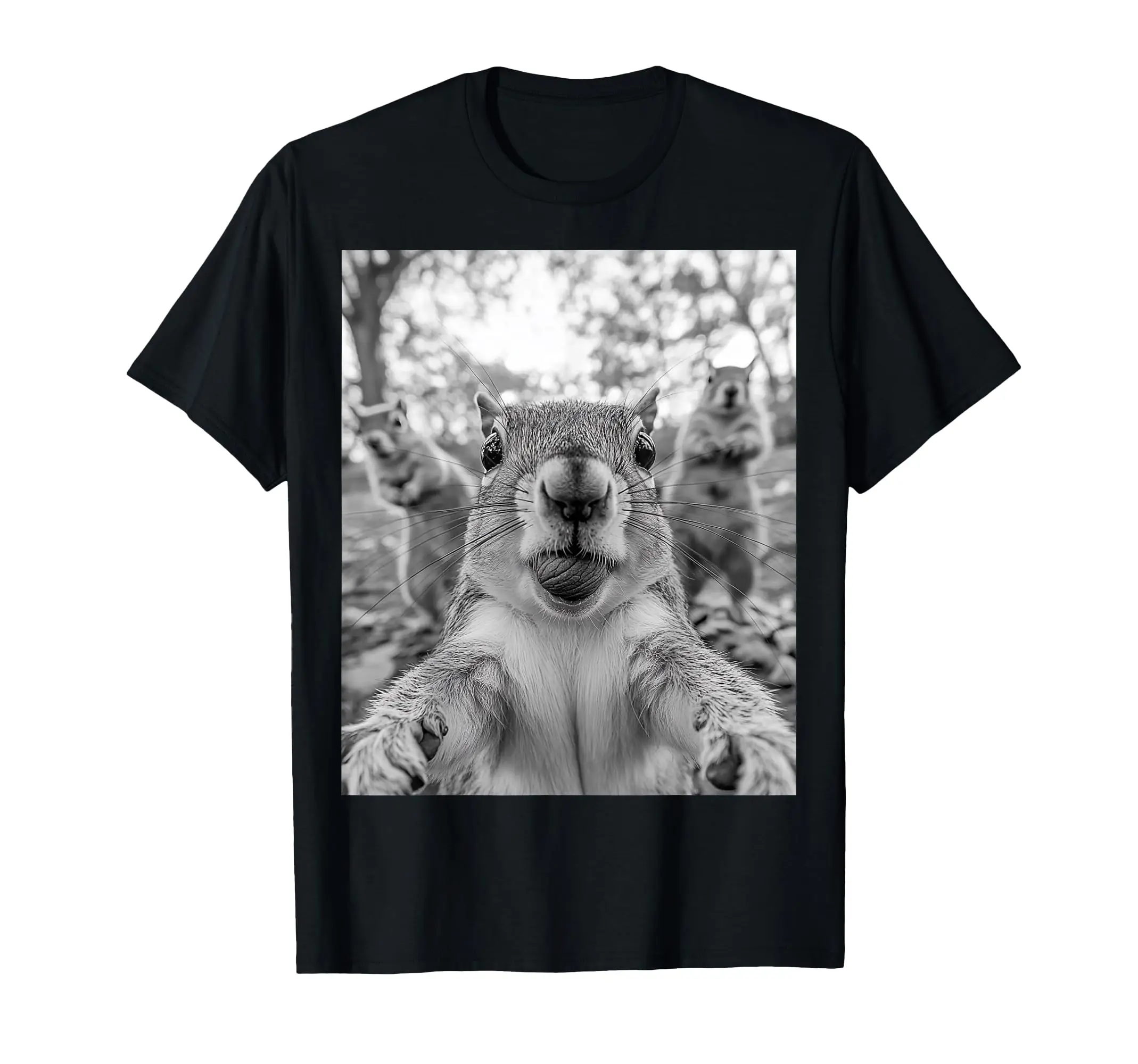 السنجاب Selfie مع الهدايا مضحكة الغريبة موضة تي شيرت الرجال الصيف الأمريكي المتضخم تي شيرت الشارع الشهير Harajuku الرجال الملابس