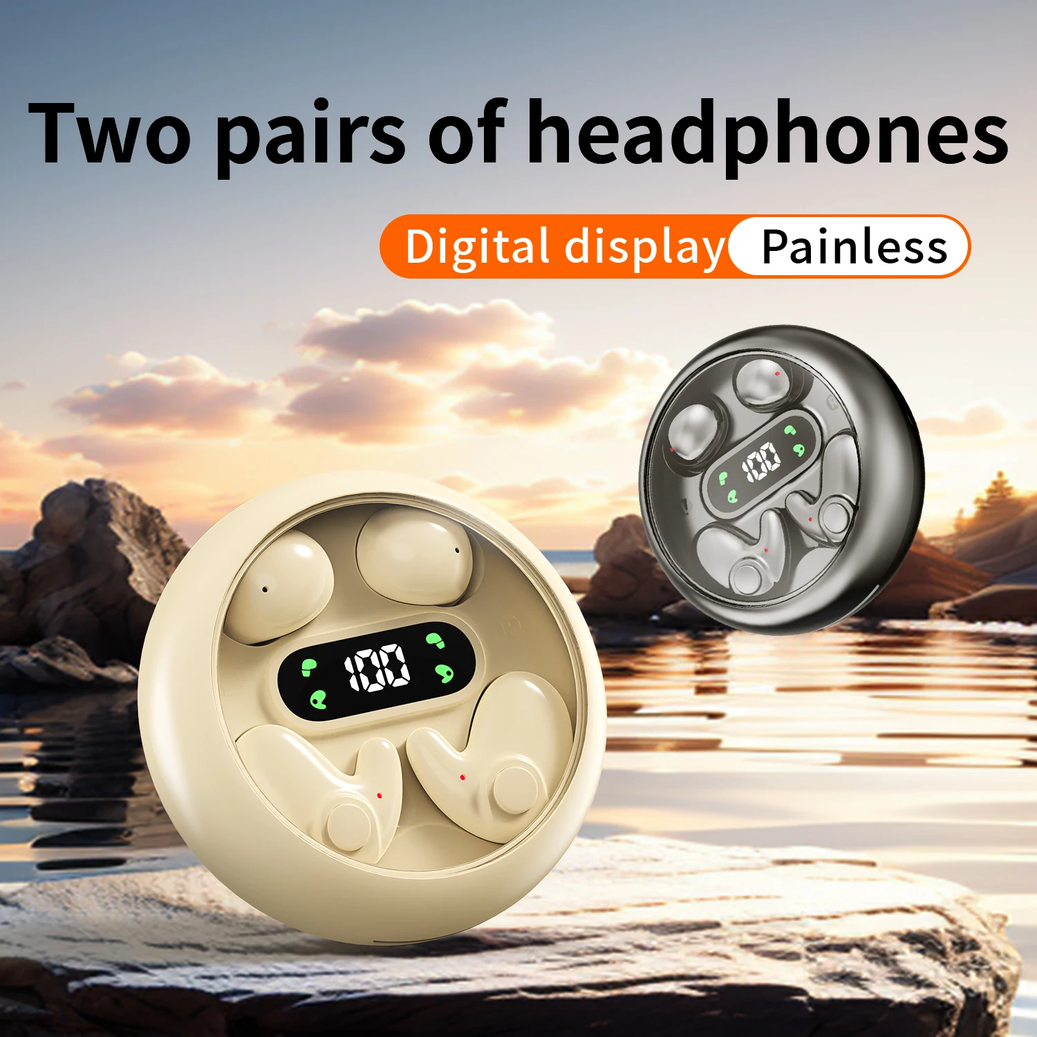 MD37 Earbuds Couple Wireless Bluetooth Sleep Earphones Two pairs of four in ear ultra small noise cancelling sports headphones