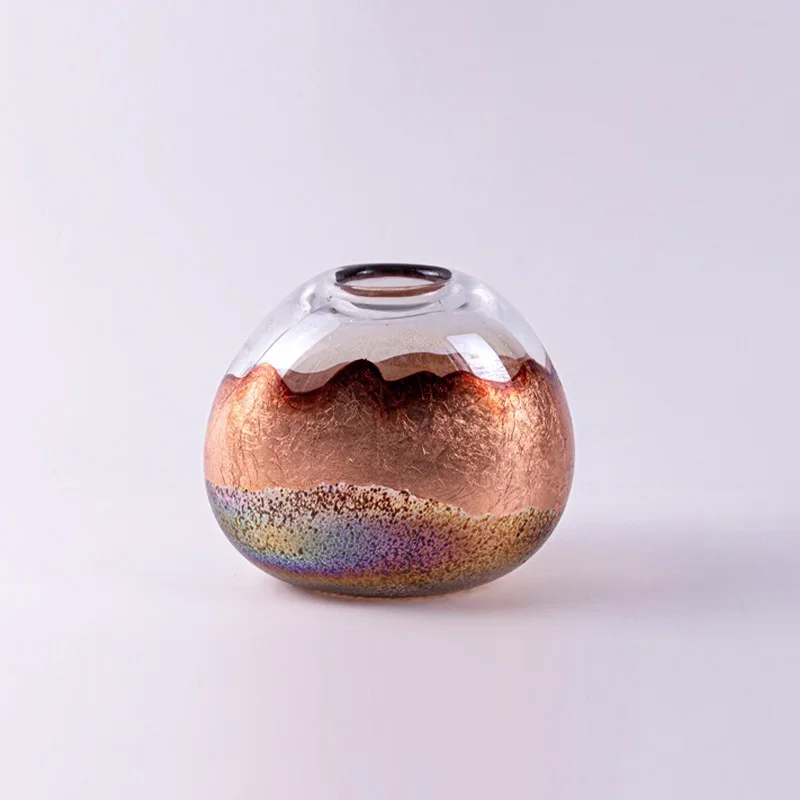 Gradient Amber Glass Vase Nordic Creative Iridescent Gold Nordic Vase For Home Art Office Dried Flower Decor Wholesale Gift Set