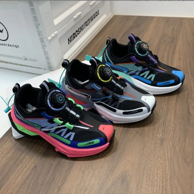 

Autumn New Boys' Button Quick drying Breathable Sports Shoes Girls Lightweight Color blocked Fashion Running Leisure Shoes 33-42