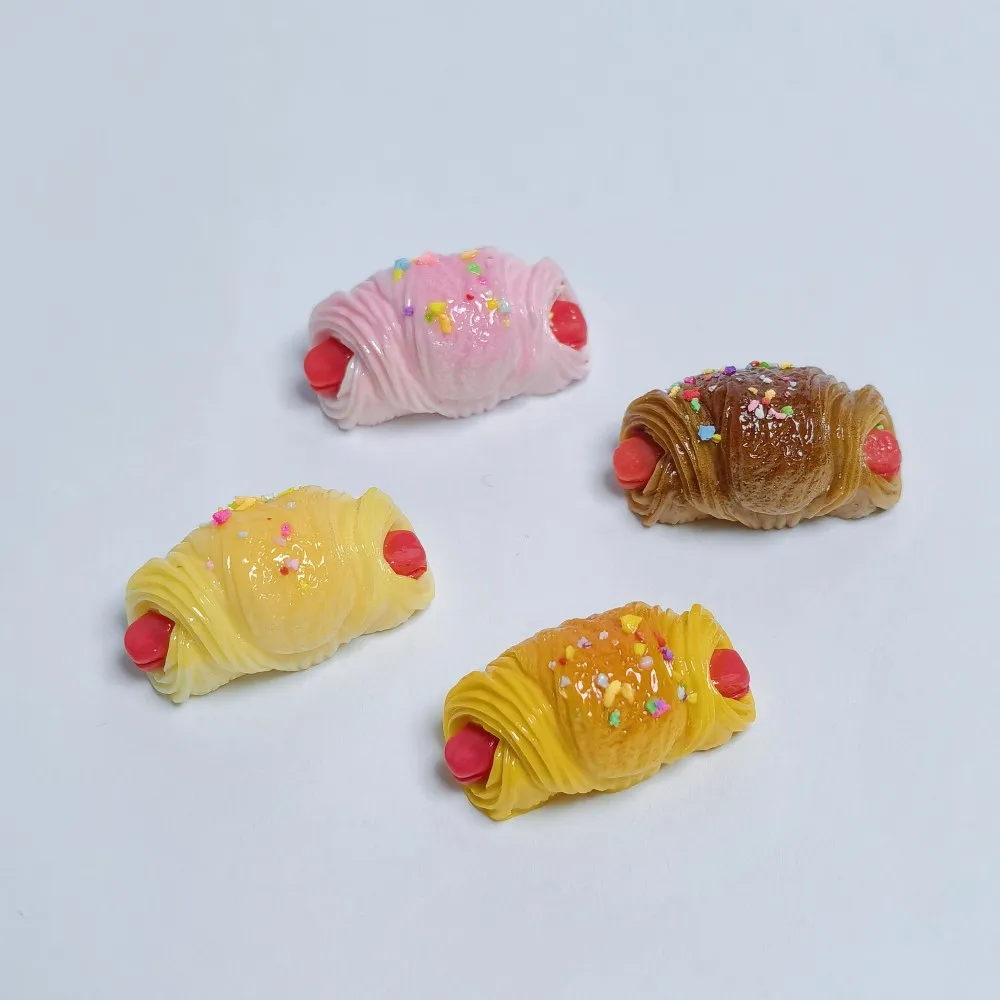 Croissant Bread Roll 1:12 Flatback Resin Cabochon For Simulation Food DIY Dollhouse Kichen Play Decoration Making Accessories