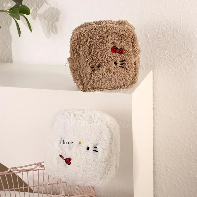 Leuke Cartoon Lam Bont Sanrio Hello Kitty Portemonnee Kawaii Draagbare Diverse Opbergtas Hoofdtelefoon Tas Mond Rode Envelop