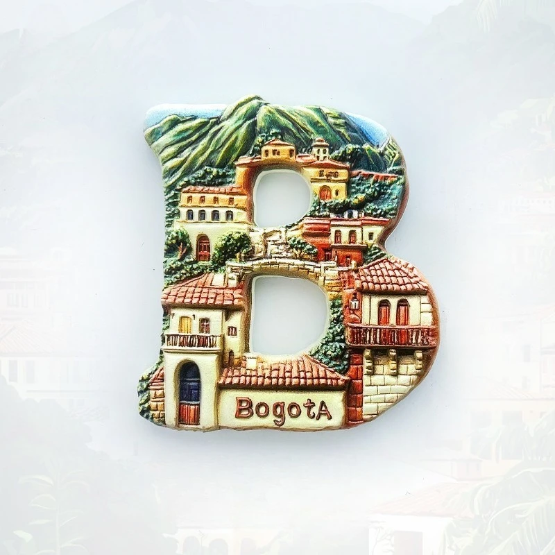 Bogotá Colombia Fridge Magnet - Sleek 3D Architectural Letter B Unique Urban Souvenir for Travel & Modern Home Office Decor