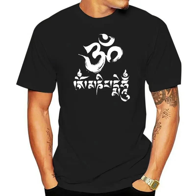 Yoga T-shirt Om Mani Padme Hum Burnout Tee Cotton Graphic Retro Tops Tee Shirt