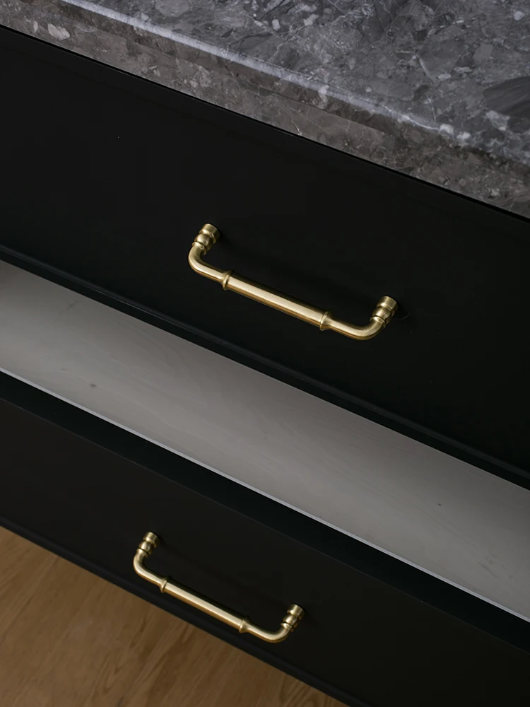 Solid Brass Cabinet Handle Sleek Furniture Hardware Kitchen Handle Dressers Wardrobe Cabinet Drawer Knobs Gold Handle