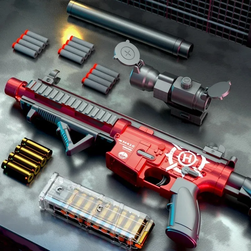 M416 電動ソフト弾銃 連続吸盤式 屋内外対応 安全なおもちゃ銃 8歳以上向け