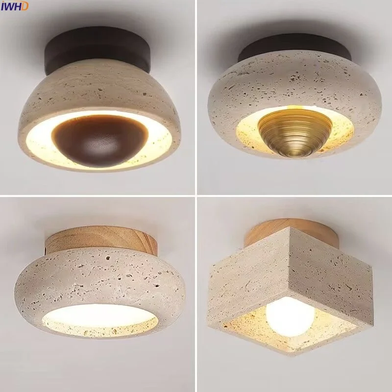 

IWHD Yellow Cave Stone LED Ceiling Lights Decorations For Home Living Room Loft Nordic Minimalism Ceiling Lamp Lampara De Techo