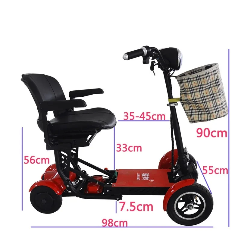 Multi Terrain Foldable Mobility Scooter For Adults With 4 Wheels 10.4AH Battery Electric Scooter With Seat Up To 25 Km Range