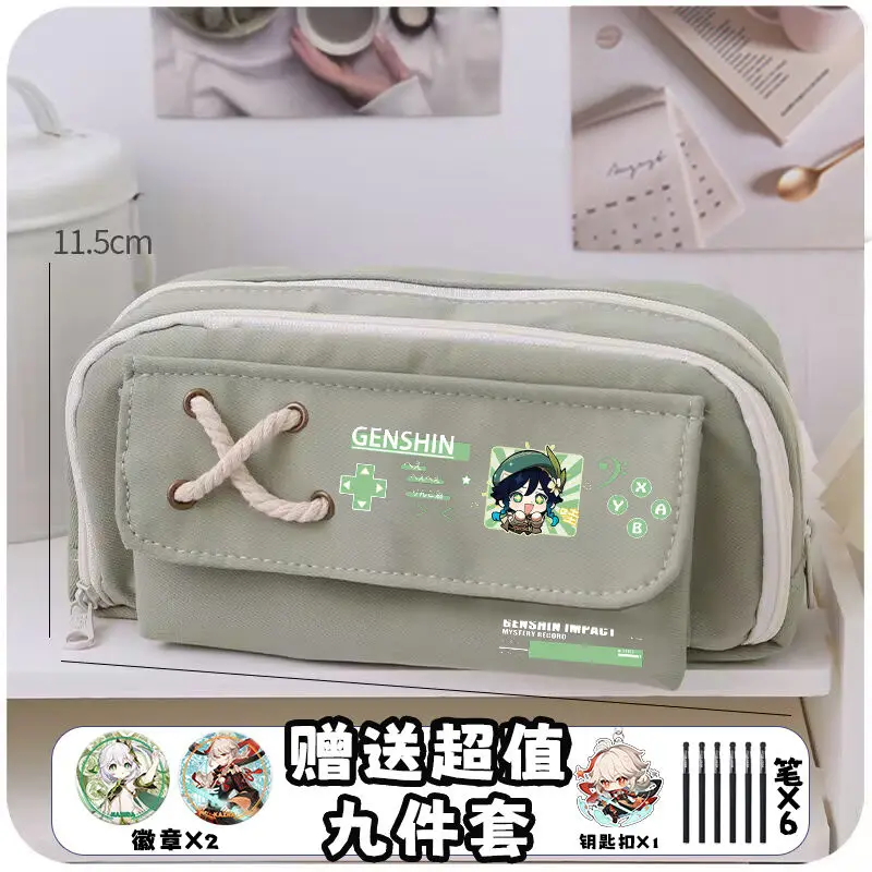 papelería divertid Genshin Impact pencil pouch xiao/Venti/Tartaglia/Diona/Hu Tao/ japanese stationery cute pencil case for girls