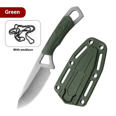 Neck Carry Outdoor Portable Cutting Tool with Sheath and Bead Chain, Multifunctional Small EDC Pocket Tool for Camping Hiking