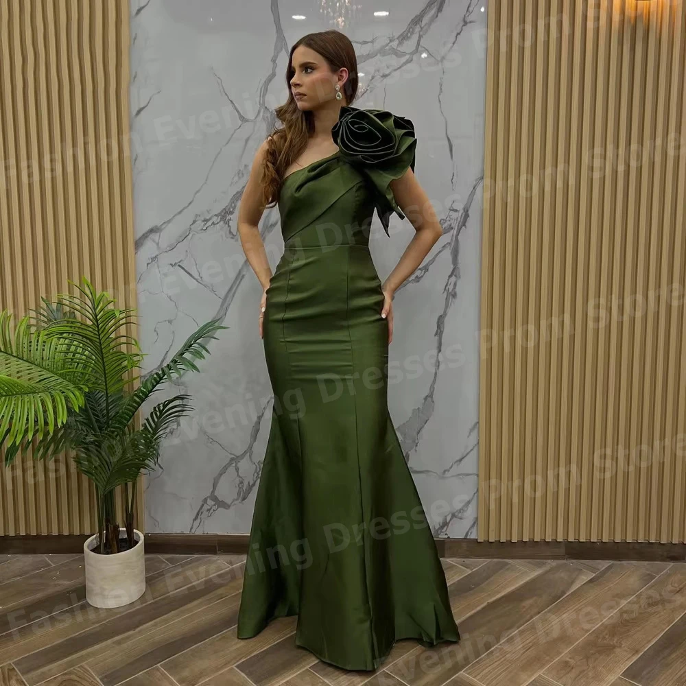 

Charming Women Mermaid Evening Dresses One Shoulder Prom Gowns Robe De Soirée Customized Sleeveless Party Vestidos Para Mujer
