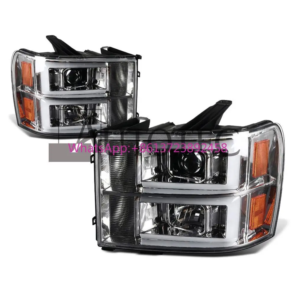 

Hot-selling Front Led Headlight Hybrid Dual LED C-Bar Projector Headlights for 2007-2014 GMC Sierra (Black /Clear)