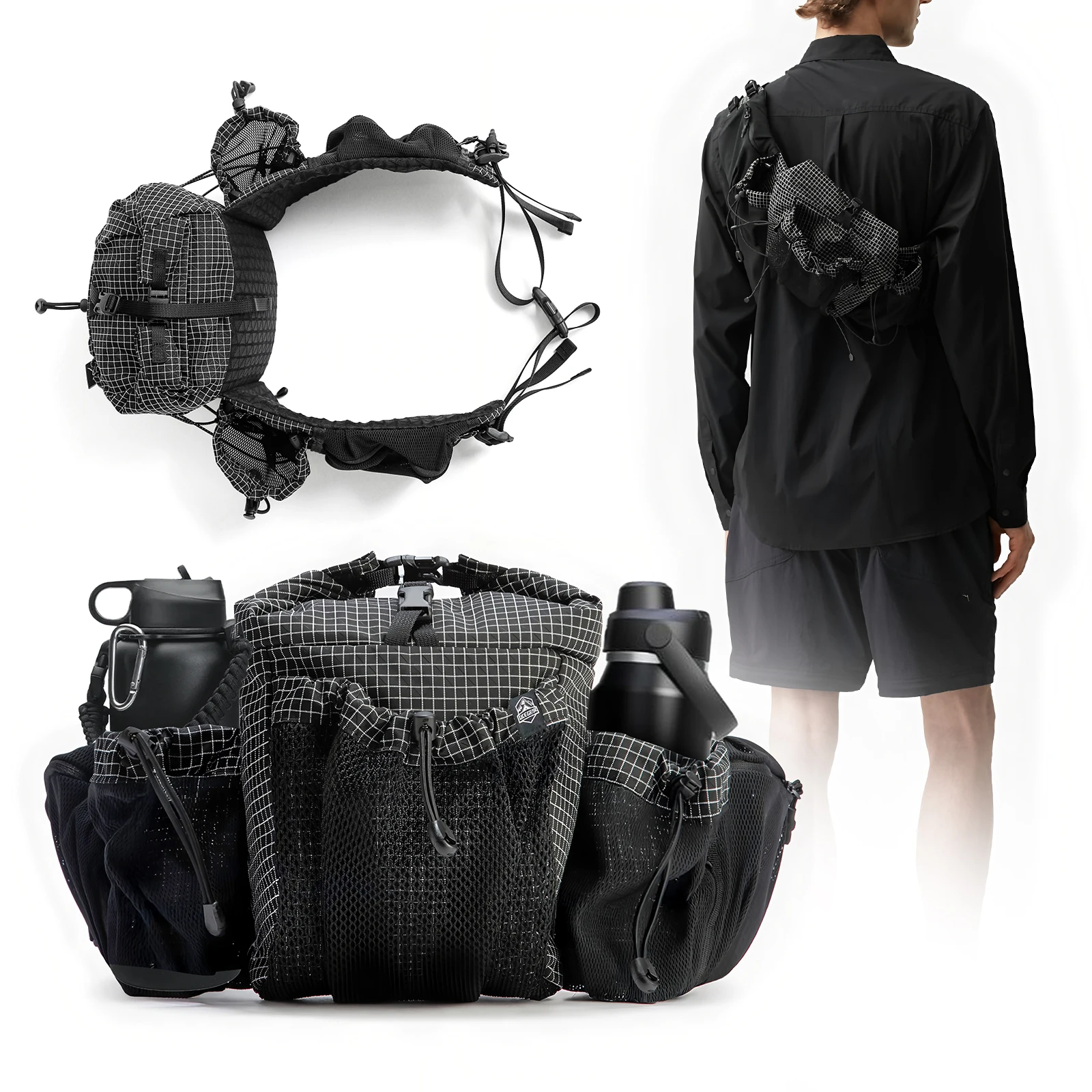 

Ultralight Waterproof Waist Bag with Reflective Cord Expandable 6.2L Crossbody Belt Bag for Hiking Running Cycling Men Women