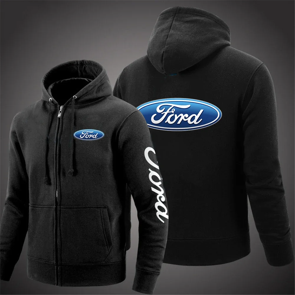 

Модные мужские куртки с принтом Ford, новинка 2024, повседневные хлопковые Толстовки на молнии, удобная универсальная толстовка, пальто