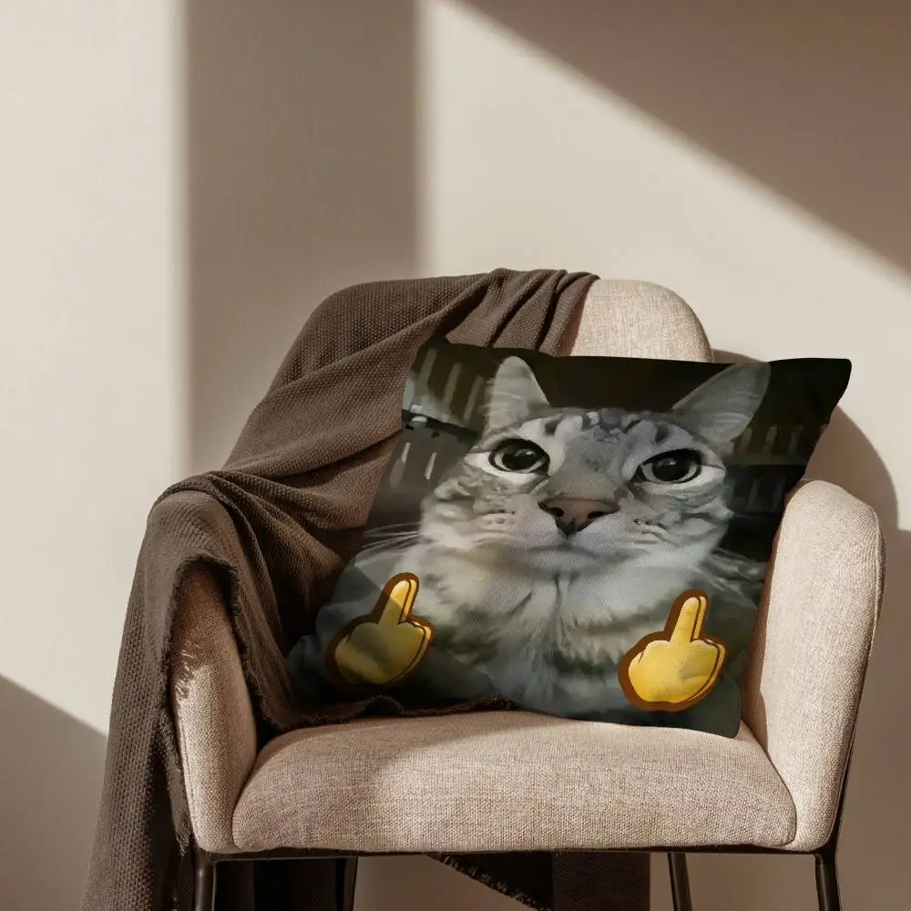 

Dread Cat Meme Cute Funny Square Pillow Bedroom Sofa Leisure Comfort CushionLiving Room Home Decoration