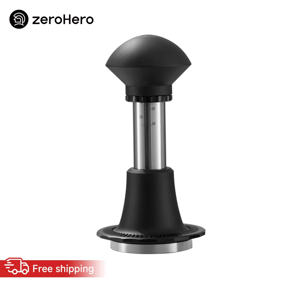 zeroHero Adjustable Tamper 58.5mm SUS304 Spring 15-30lbs Triple-Spring Auto-Rebound Constant Pressure for Home Espresso Brewing