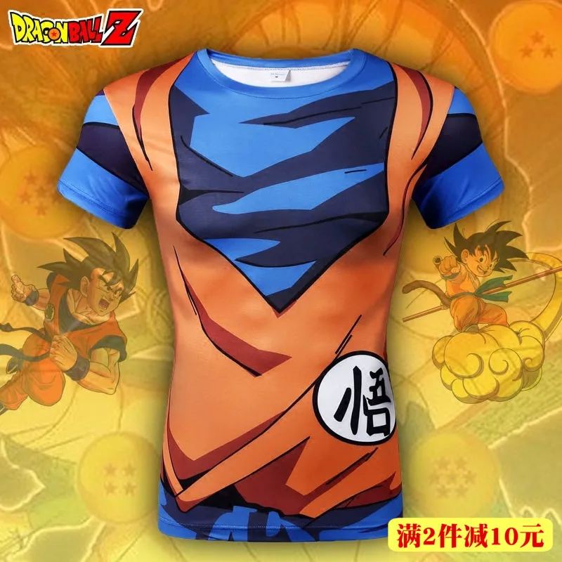 Seven Ball Goku Vegeta tight quick-drying fitness wear Men's sports T-shirt Short sleeve training football basketball uniform