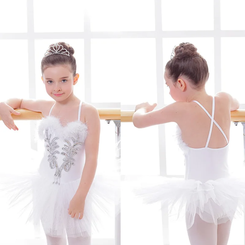 

The new princess style ballet costume Little Swan dance puff gauze skirt Girls cross belt dance skirt