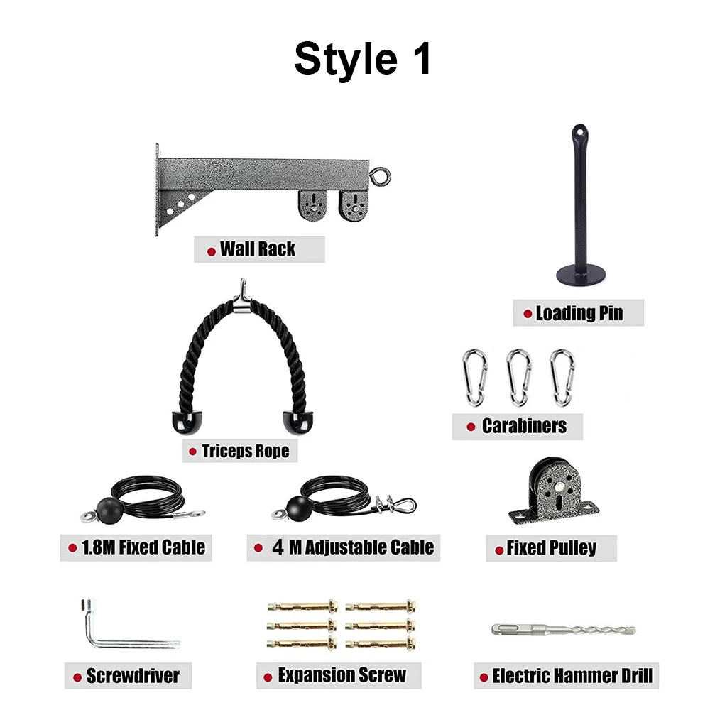 An der Wand montiertes DIY-Riemenscheiben-Kabel-Maschinenbefestigungssystem, Bizeps, Trizeps, Krafttraining, Sport, Workout, Fitnessgeräte-Set – Detail 9