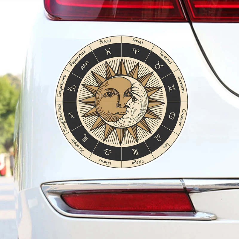 CS12303# Zodiac Signs Sun Moon Car Sticker Vinyl Decal Waterproof Decors for Motorcycle Bumper Laptop Cup Car Accessories