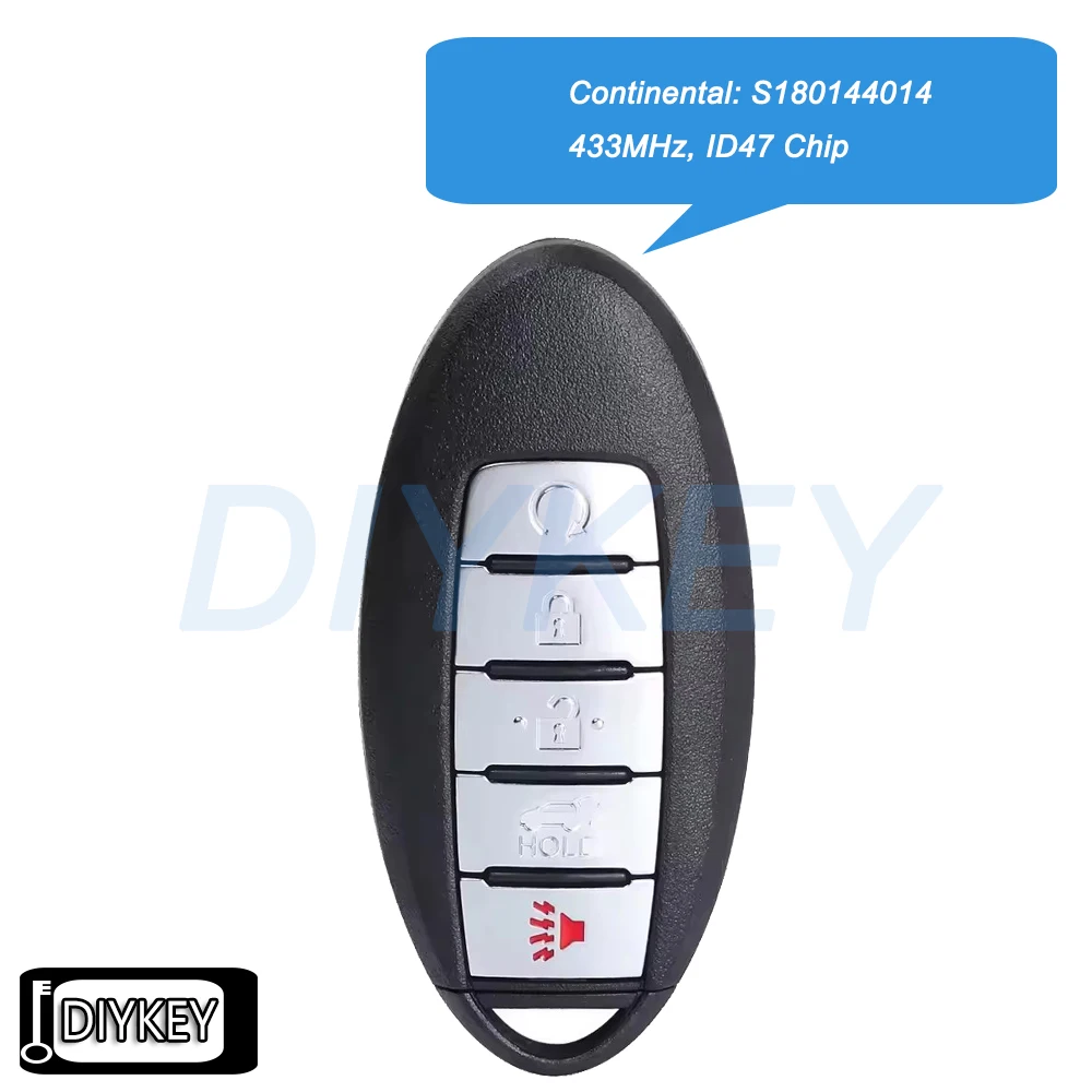 5 Buttons Smart Remote Car Key Fob 433MHz ID47 Chip for INFINITI JX35 2013 2014 2015, QX60 2013-2016 S180144014, KR5S180144014