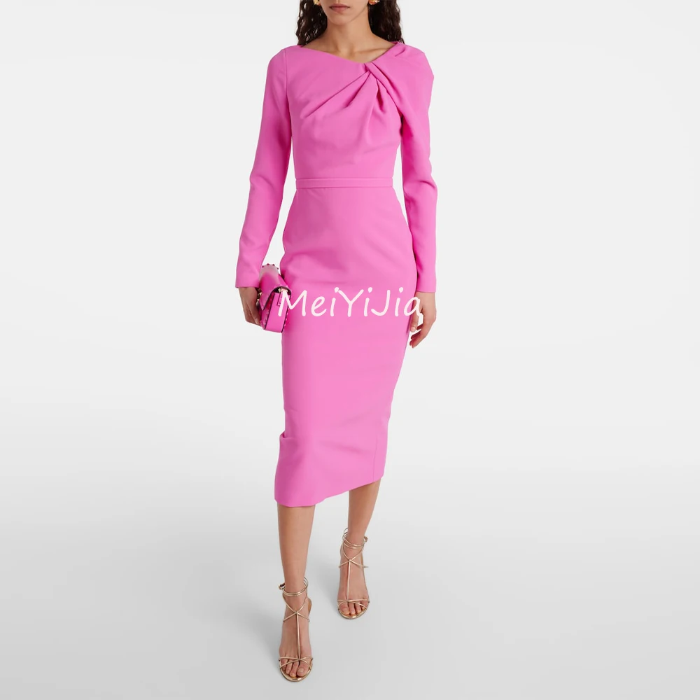 

MeiYiJia O-Neck Zipper-Up Mermaid Ruffle Sash LongSleeves Tea-Length Saudi Arabia Sexy Evening Birthday Club Outfits Summer 2024