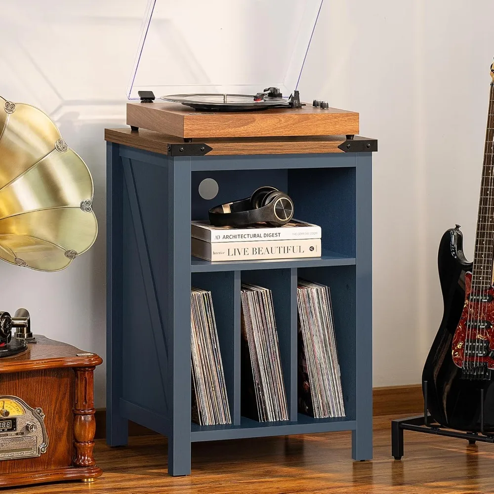 Record Player Stand with Vinyl Record Storage, Hold Up To 160 Albums, Wood Turntable Stand Cabinet Shelf