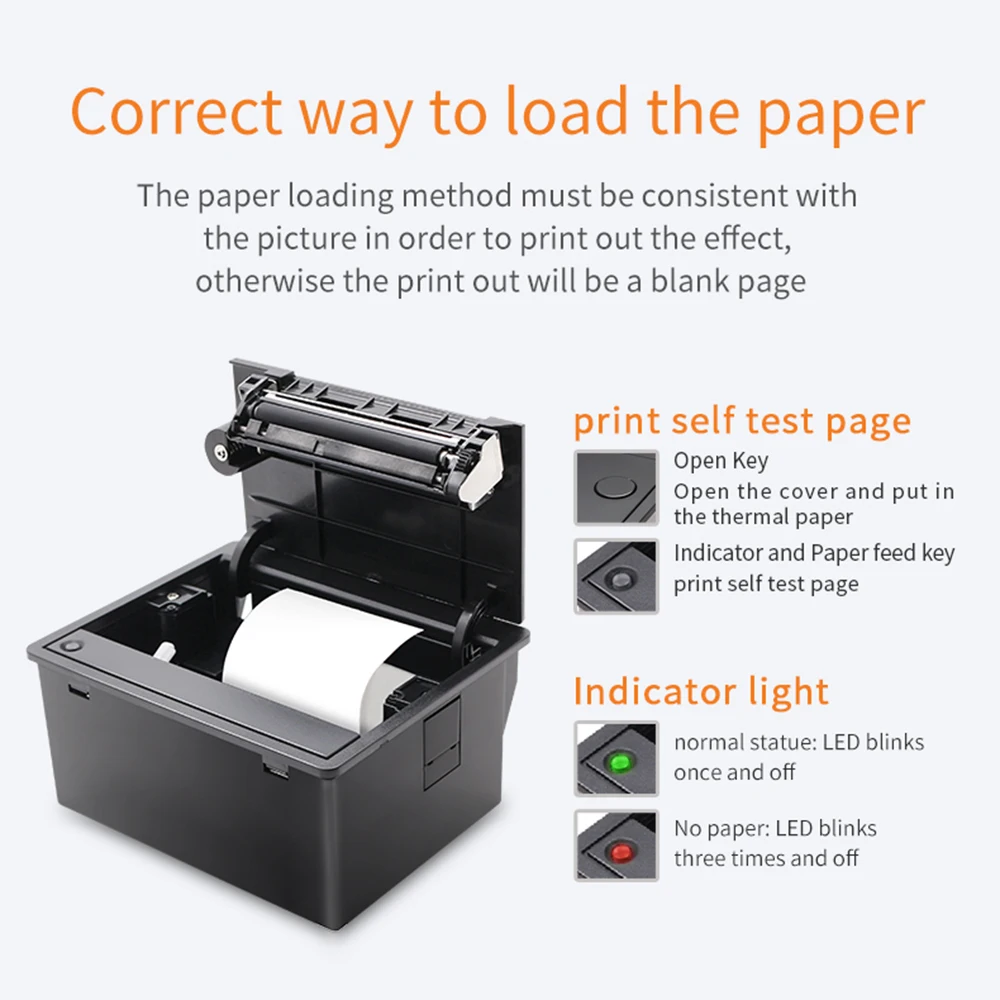 80mm Embedded Thermal Printer Module w/ TTL+RS232+USB Printer Support ESC/POS Command 72mm Width 180mm/s Speed Auto Paper