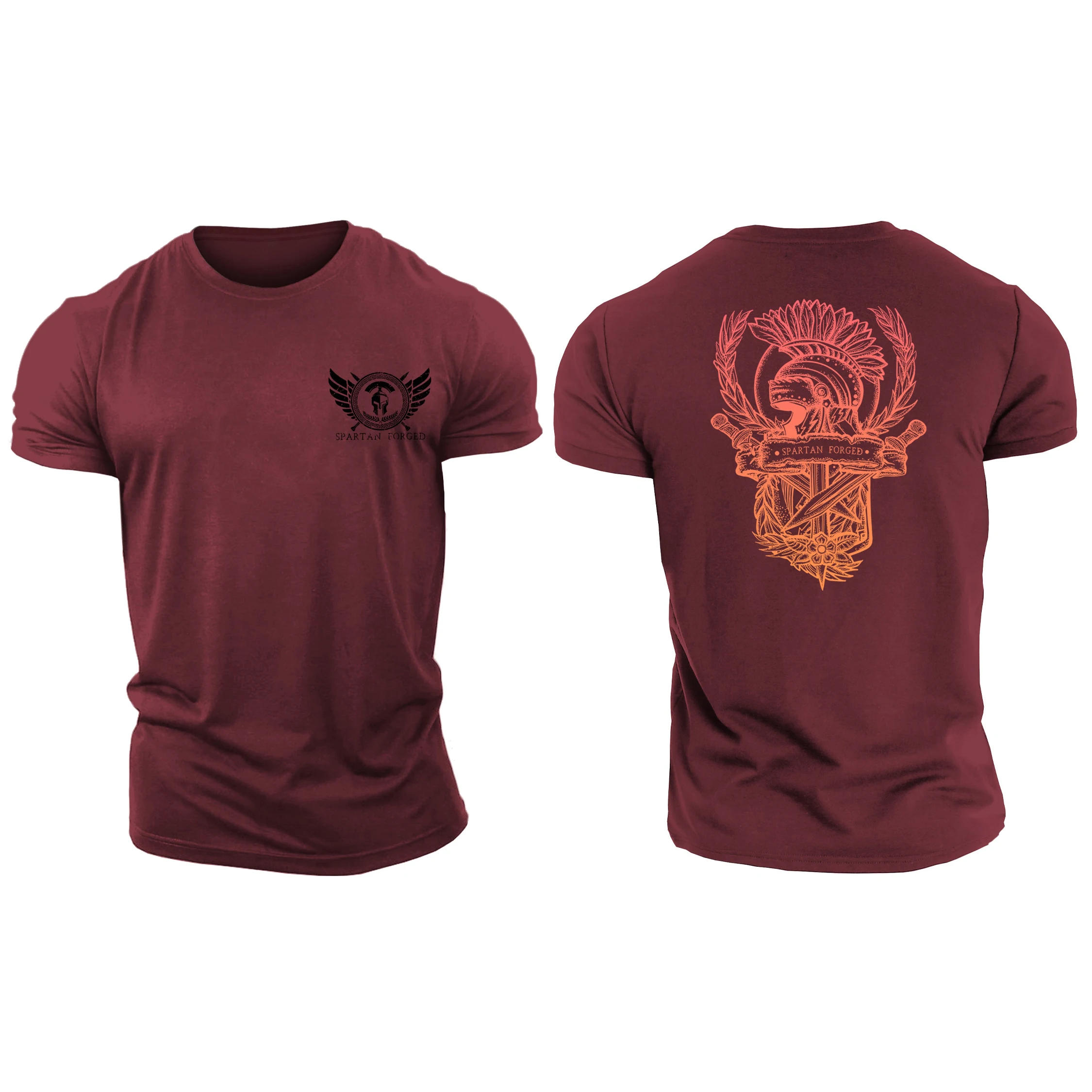 3D Printing Spartan Forged Crest Spartan Forged Gym T-Shirt High Quality Cotton Casual Men's Short Sleeves Top Tough Guy T-Shirt