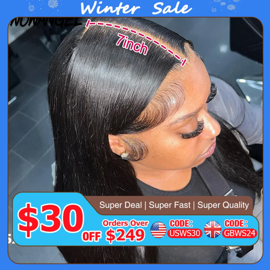 Wow Angel Glueless Wigs 7x7/6x6/5x5 HD Lace Closure Wigs Silk Straight Melt Skins Deep Part Ready to Go Human Hair Wig For Woman